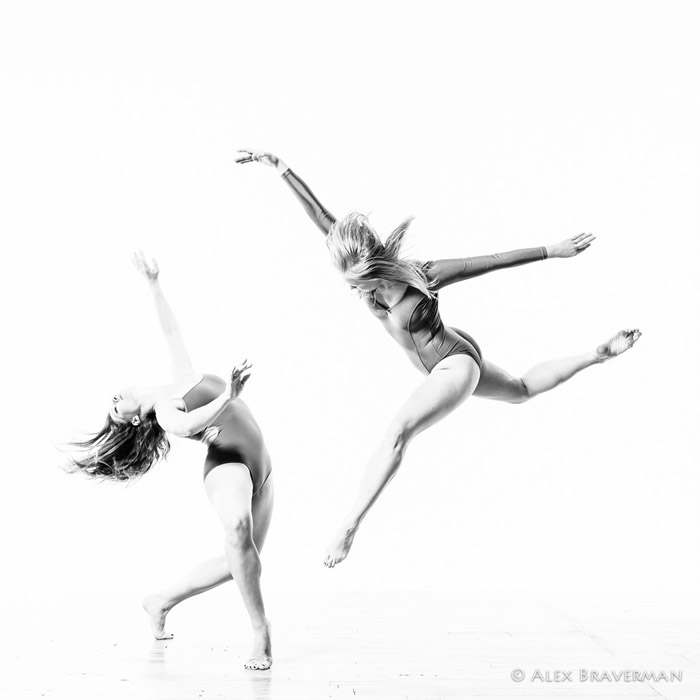 black and white dance photography with Alex Braverman: Birds of Prey #132 Lois Greenfield studio, Credits: Katherine Moncure Williams, Jessica Batten