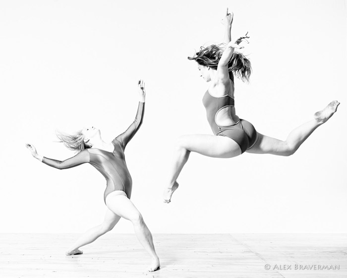 black and white dance photography with Alex Braverman: Birds of Prey #145 Lois Greenfield studio, Credits: Katherine Moncure Williams, Jessica Batten