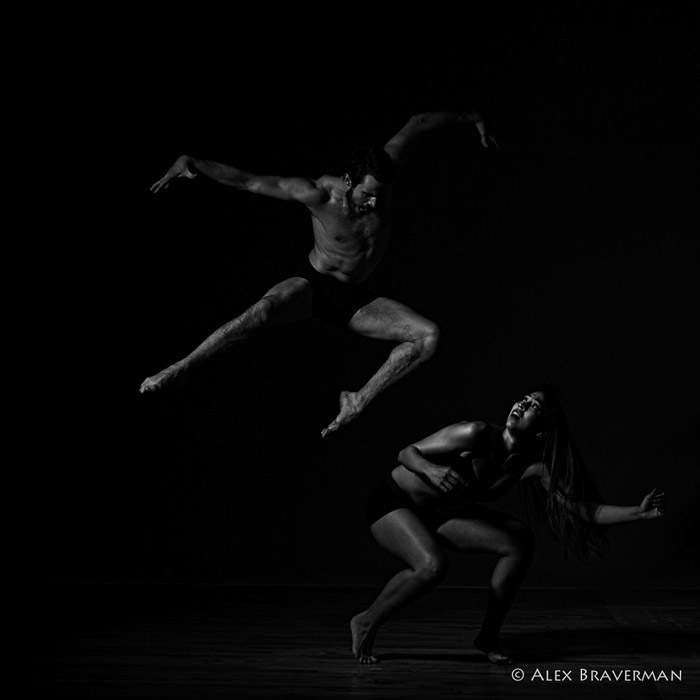 black and white dance photography with Alex Braverman: Birds of Prey #512 Lois Greenfield studio, Credits: Mariana Ranz, Austin Tyson