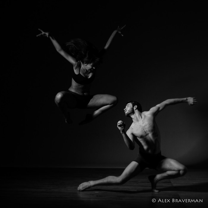 black and white dance photography with Alex Braverman: Birds of Prey #519 Lois Greenfield studio, Credits: Mariana Ranz, Austin Tyson